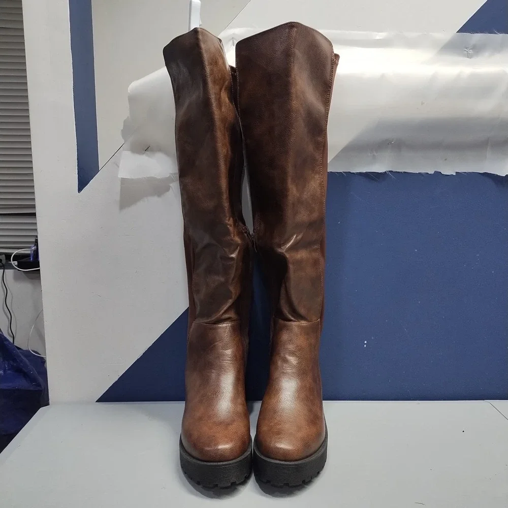 Dirty Laundry Maybellene Over-The-Knee Boots Women 8.5M Brown Round Toe Side Zip